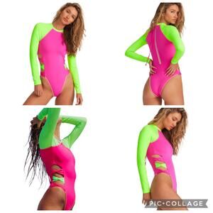 LoveShackFancy x Hurley Blocked Bow Cheeky Surf Suit NWT Size L